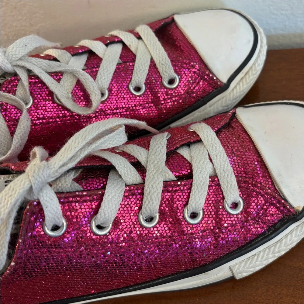 Converse Kids' Chuck Taylor All Star Low Tops Hot Pink Sparkle